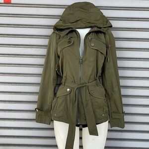 XOXO Army Green Jacket Hoodie Size S Tie Waist